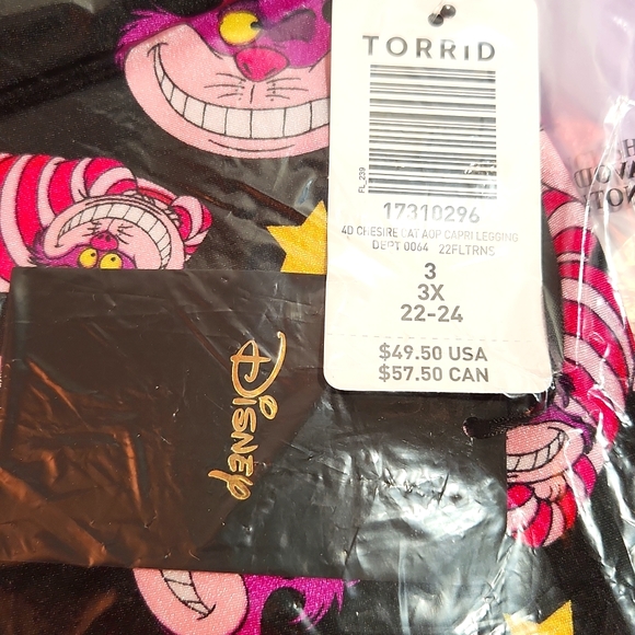 ❤️NWT VINTAGE TORRID LEGGING - CHESIRE CAT DISNEY ALICE IN WONDERLAND CAPRI 3X - Picture 3 of 10